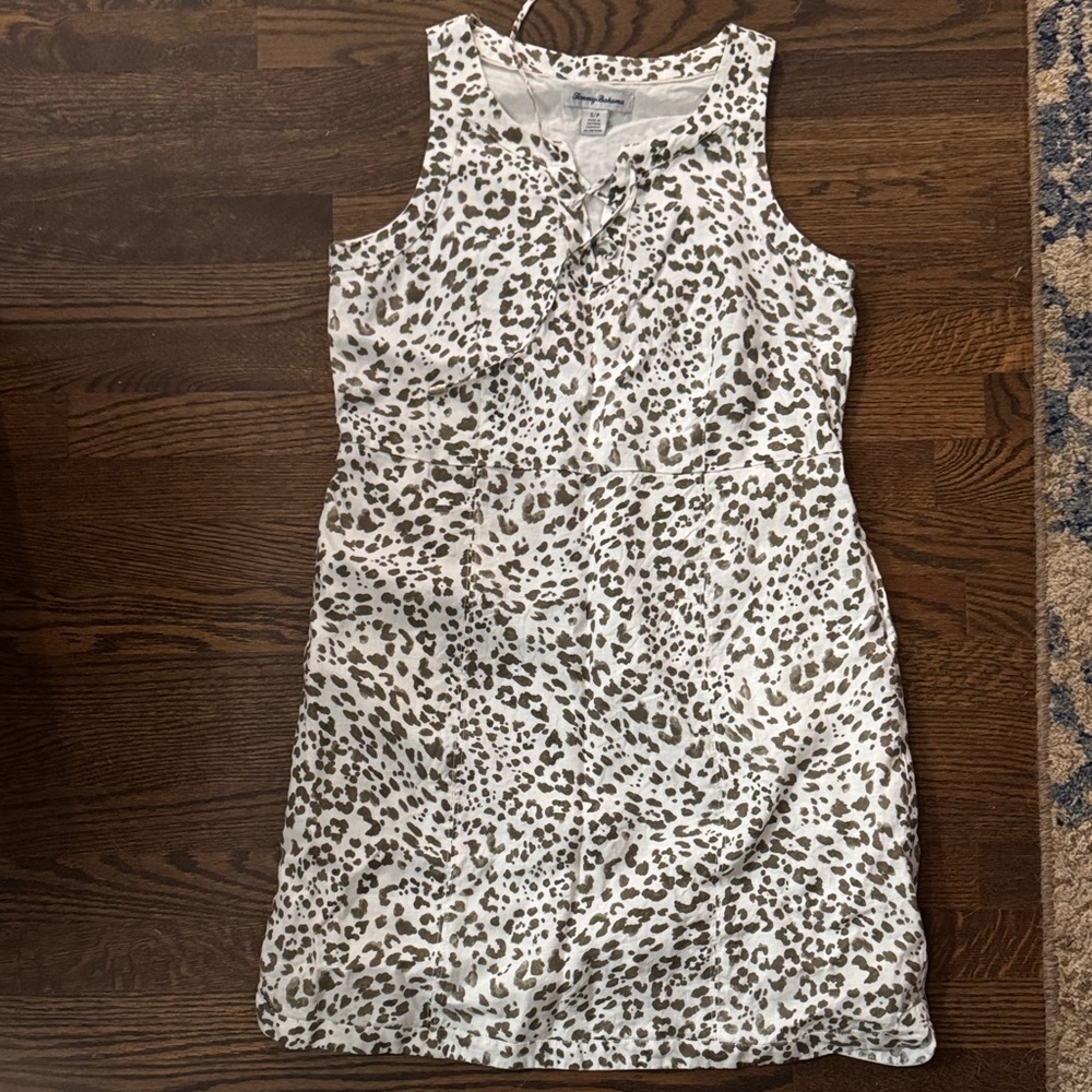Tommy Bahama White and Brown Leopard Print Mini Dress